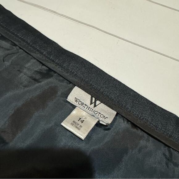 Worthington Dark Wash Denim Jean Zipper Detail Pencil Skirt Women’s Size 14 - Picture 2 of 5